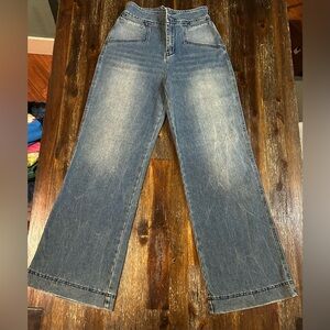 NWOT Harlow Retro 70s High Rise Wide Leg Pocket Denim